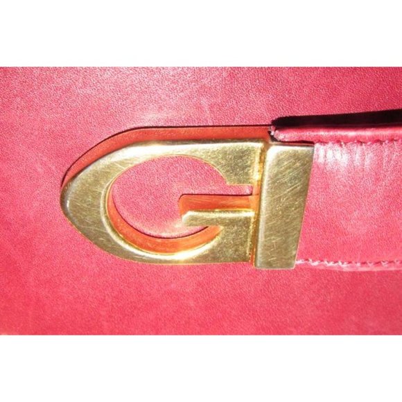Gucci Dark Red Leather Two-Way Clutch W Gold Chain Strap - Picture 2 of 12